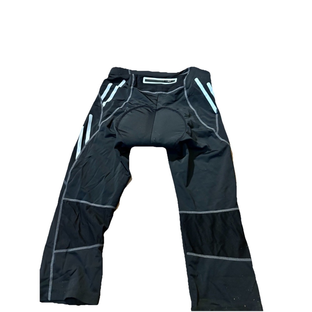 Sports Gear Men's Cycling Pants Leggings  Capri Cropped Black Reflective